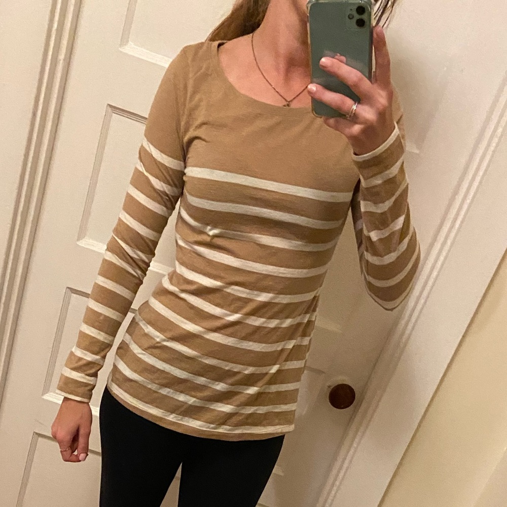 Tan and white striped long sleeve